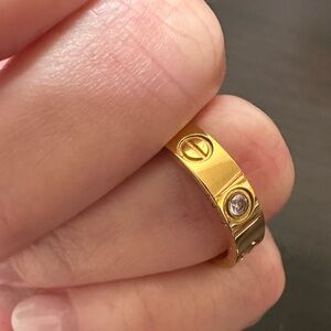 Love Ring Cartier style Gold and crystal band 7